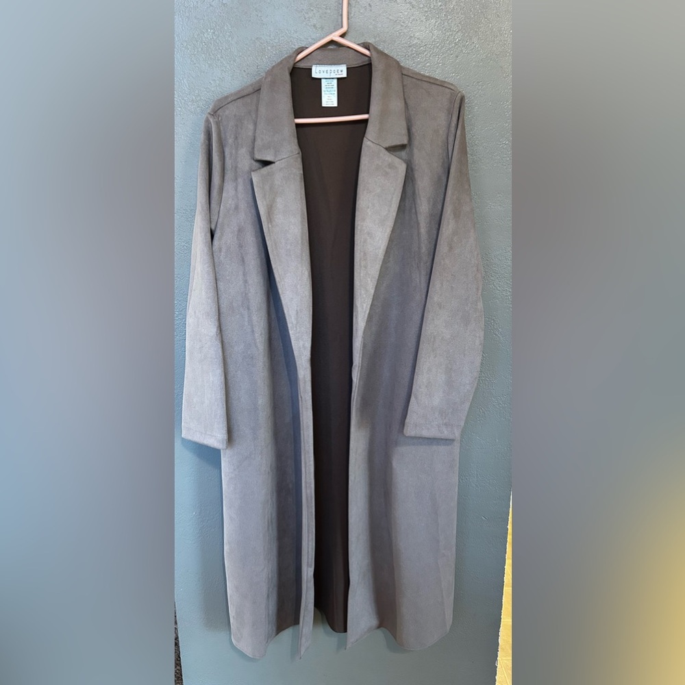 Love Poem Faux Suede Trench Coat